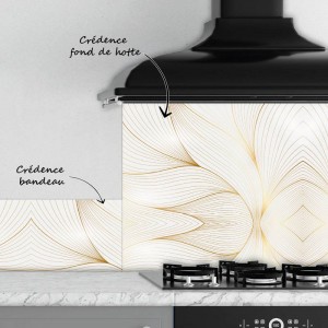 Crédence Cuisine Art Abstrait Courbes dorés