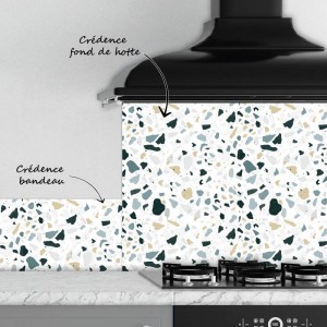 Crédence Cuisine Terrazzo Monochrome Vert