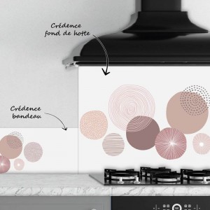 Crédence Cuisine Formes rondes Abstraites Rose pastel