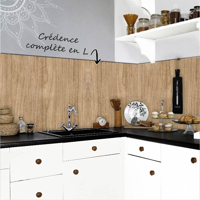 Crédence Cuisine Bois de Chêne Clair 2