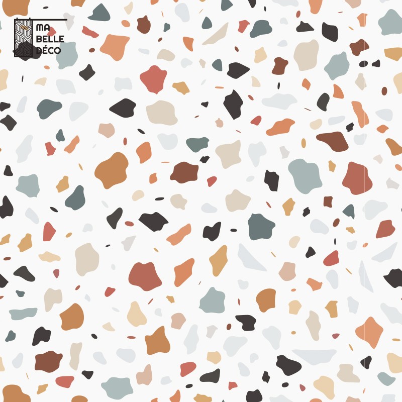 Crédence Cuisine Terrazzo Orange et Vert