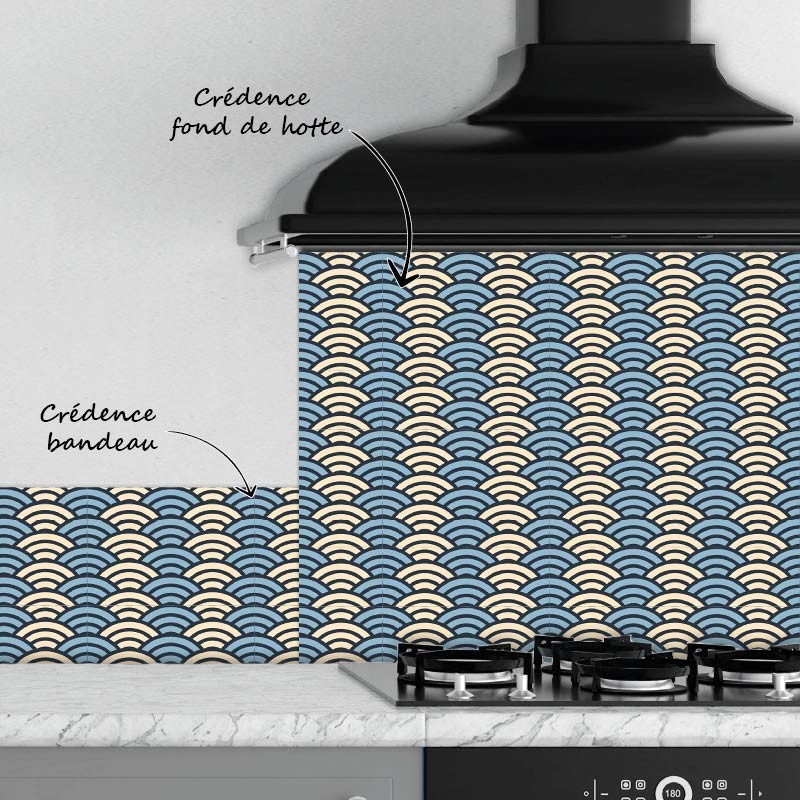 Crédence Cuisine Vagues plates Japonaises