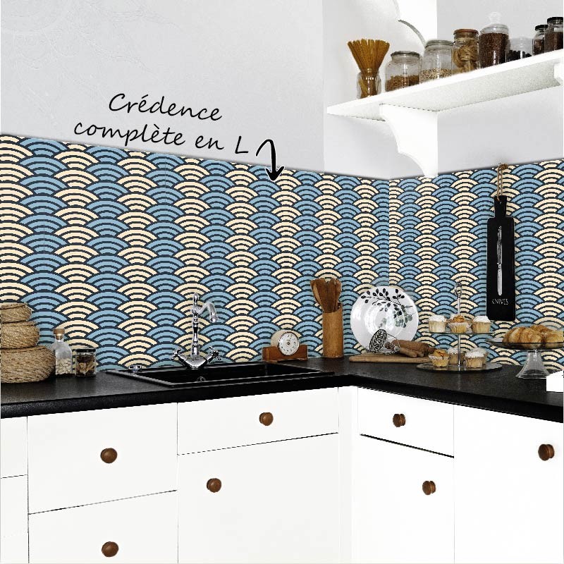 Crédence Cuisine Vagues plates Japonaises