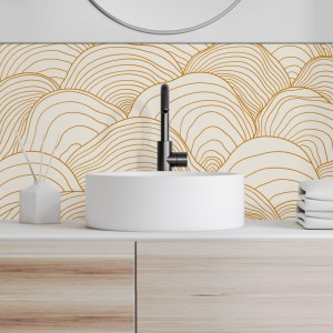 Crédence Salle de bain Lignes abstraites Jaunes