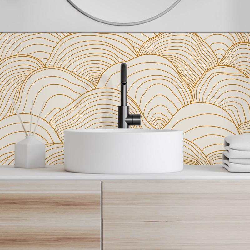 Crédence Salle de bain Lignes abstraites Jaunes