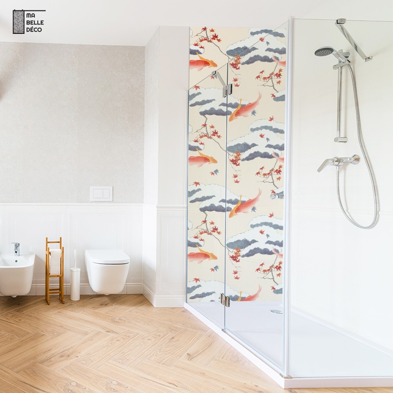 Crédence Salle de bain Japonais avec Carpes koi