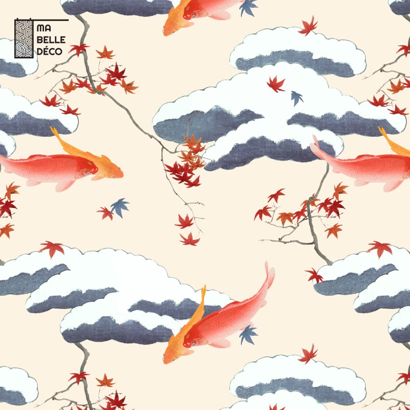 Crédence Salle de bain Japonais avec Carpes koi - Motif