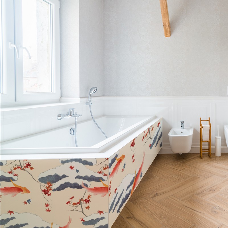 Crédence Salle de bain Japonais avec Carpes koi