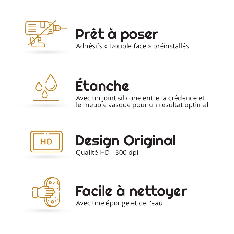 Crédence salle de bain fiche technique