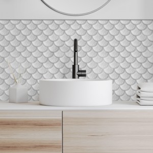 Crédence Salle de bain Ecailles en relief grises