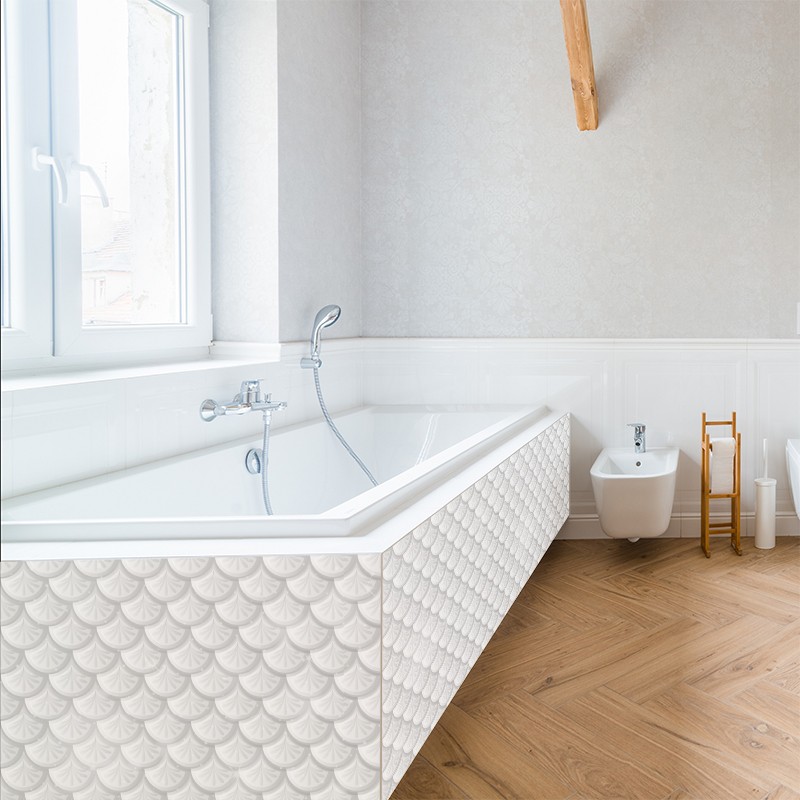 Crédence Salle de bain Ecailles en relief grises