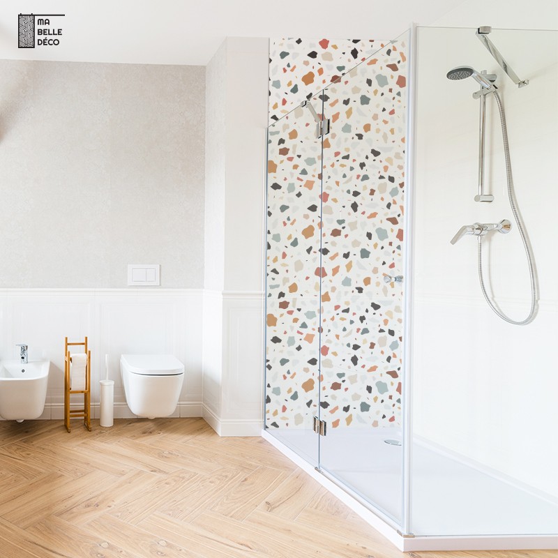 Crédence Salle de bain Terrazzo Orange et Vert