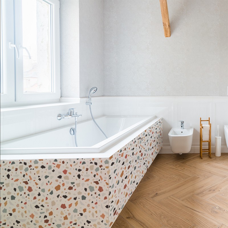 Crédence Salle de bain Terrazzo Orange et Vert