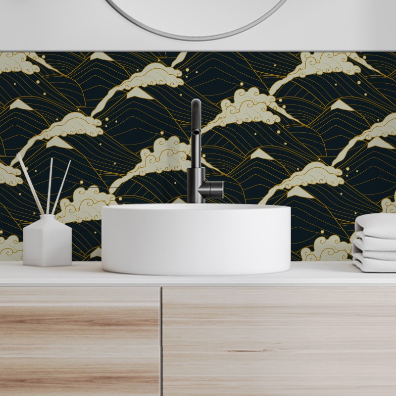 Crédence Salle de bain Estampe Japonais Vagues