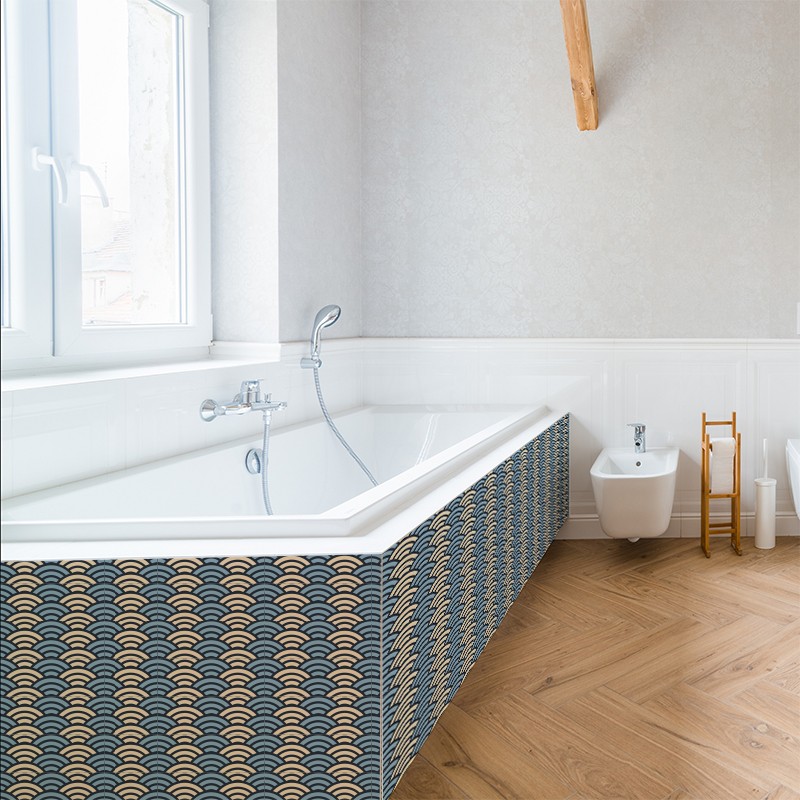Crédence Salle de bain Vagues Plates style Japonais