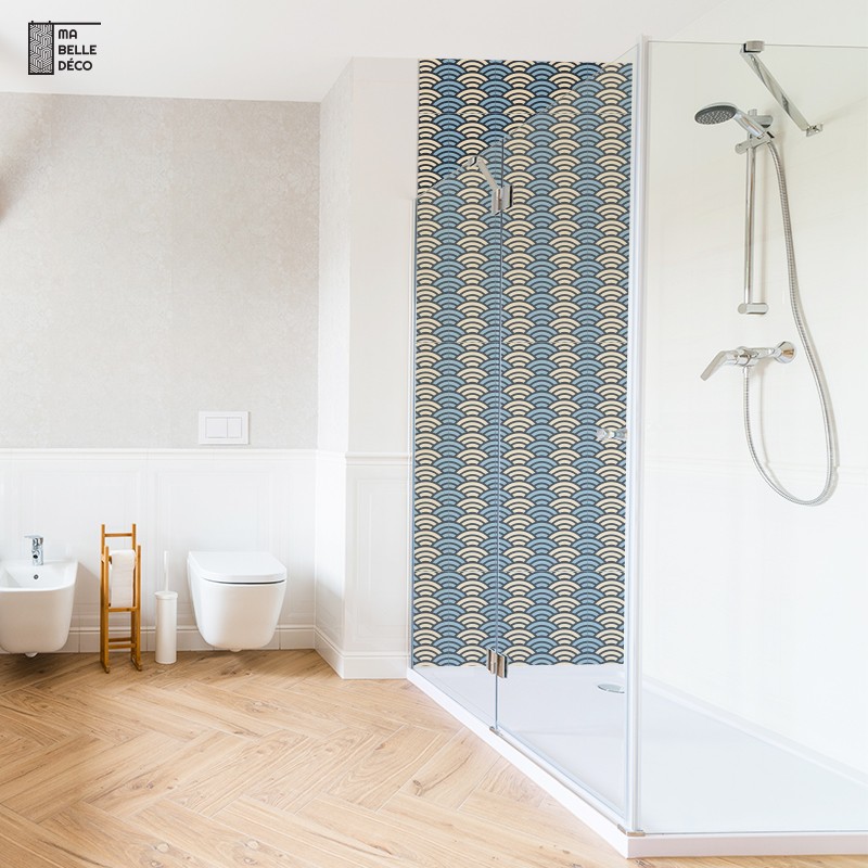 Crédence Salle de bain Vagues Plates style Japonais