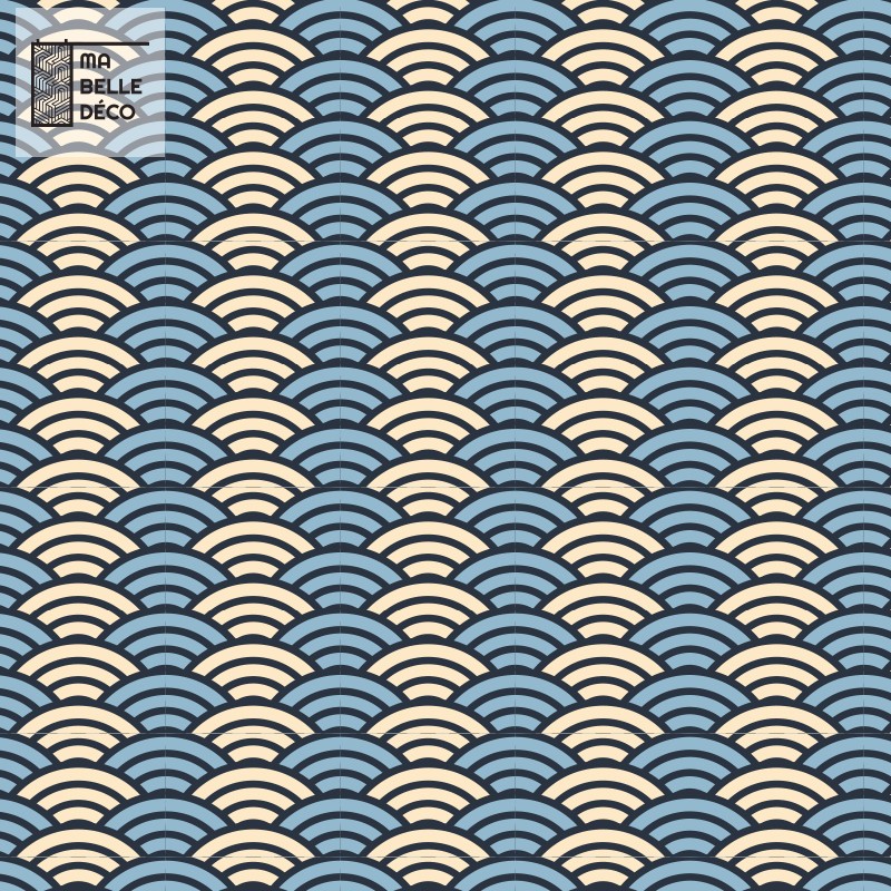 Crédence Salle de bain Vagues Plates style Japonais