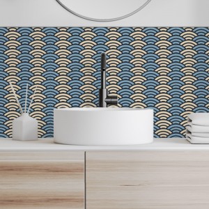 Crédence Salle de bain Vagues Plates style Japonais