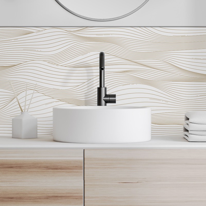 Crédence Salle de bain Lignes Abstraites Marron