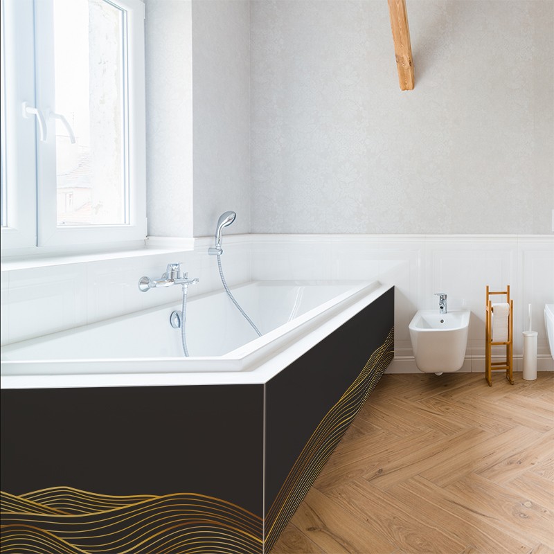 Crédence Salle de bain Montagnes en Lignes Dorés