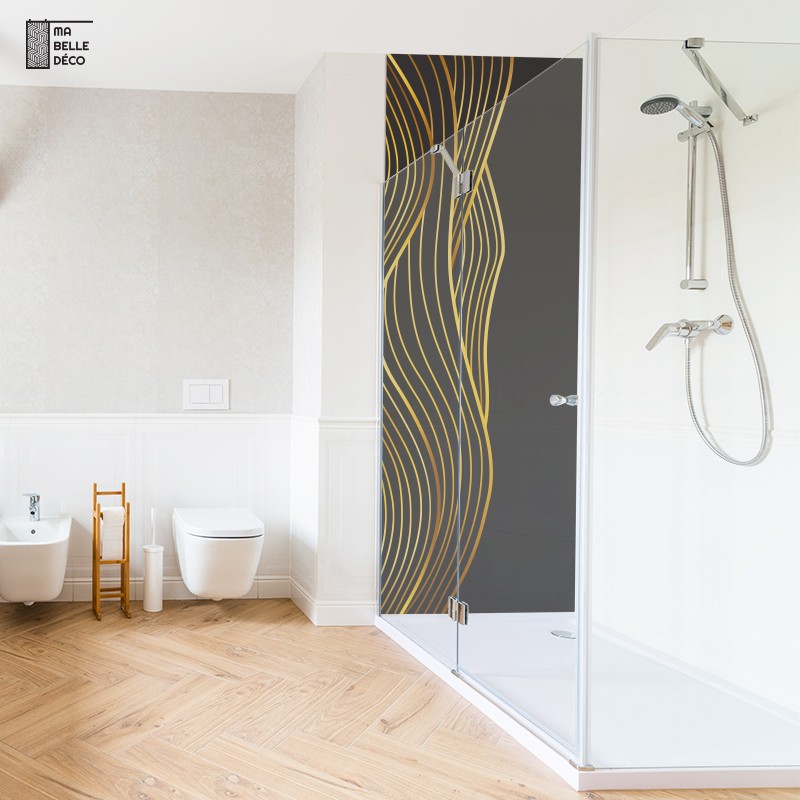 Crédence Salle de bain Montagnes en Lignes Dorés