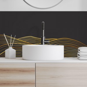 Crédence Salle de bain Montagnes en Lignes Dorés