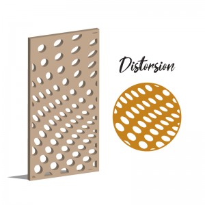Claustra Distortion panneau décoratif ajouré sur mesure pour clôture extérieur en PVC ou Dibond ou cloison intérieur en bois