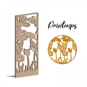 Claustra Printemps panneau décoratif ajouré sur mesure pour clôture extérieur en PVC ou Dibond ou cloison intérieur en bois