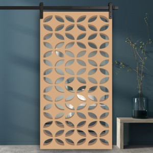 Porte Coulissante de décoration en Claustra bois Point de croix