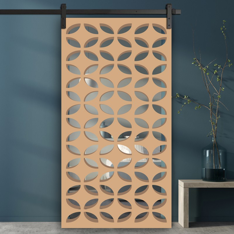 Porte Coulissante de décoration en Claustra bois Point de croix