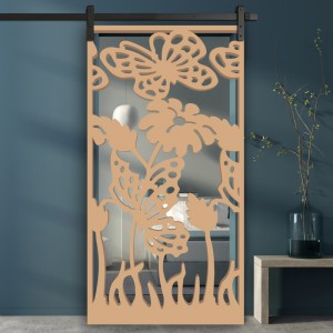 Porte Coulissante de décoration en Claustra bois Printemps