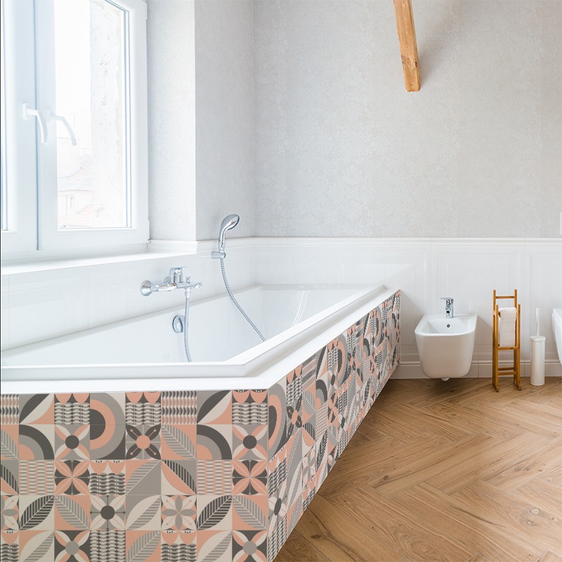 Crédence Salle de bain Carreaux Géométriques Scandinaves