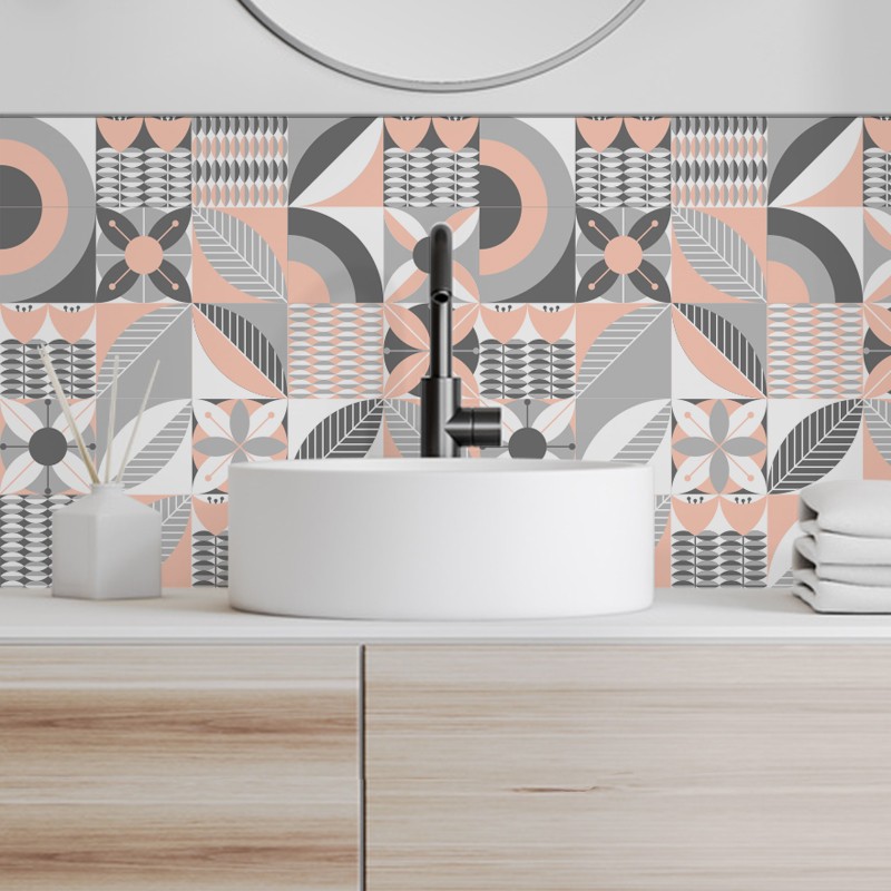 Crédence Salle de bain Carreaux Géométriques Scandinaves