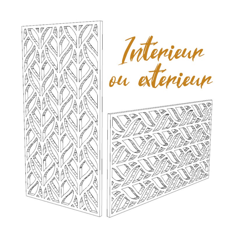 Claustra Feuilles décoratif ajouré sur mesure pour clôture extérieur en PVC ou Dibond ou cloison intérieure en bois