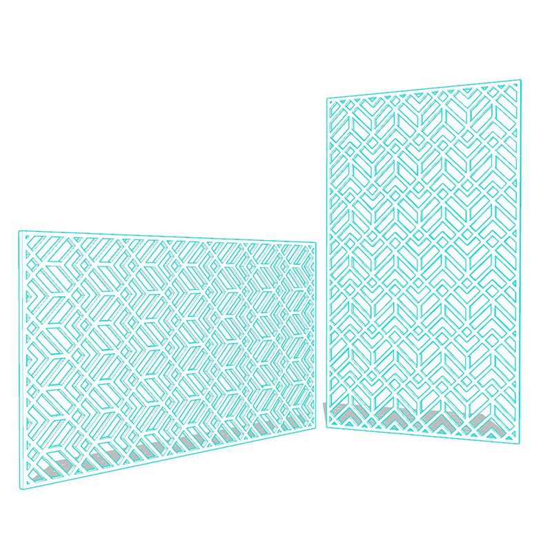Claustra Feuilles géométriques décoratif ajouré sur mesure pour clôture extérieur en PVC ou Dibond ou cloison intérieure en bois