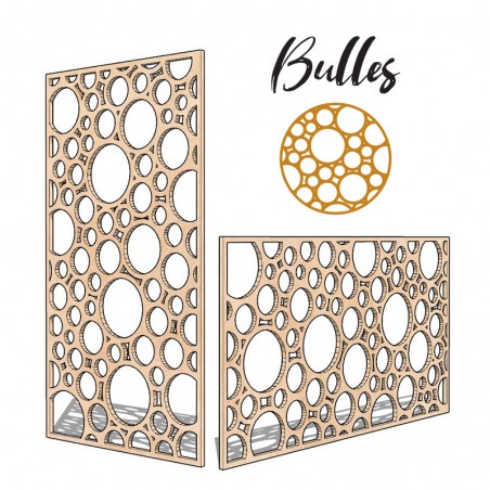 Claustra motifs bulles décoratif ajouré sur mesure pour clôture extérieur en PVC ou Dibond ou cloison intérieure en bois