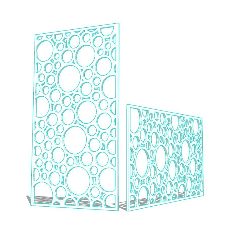 Claustra motifs bulles décoratif ajouré sur mesure pour clôture extérieur en PVC ou Dibond ou cloison intérieure en bois