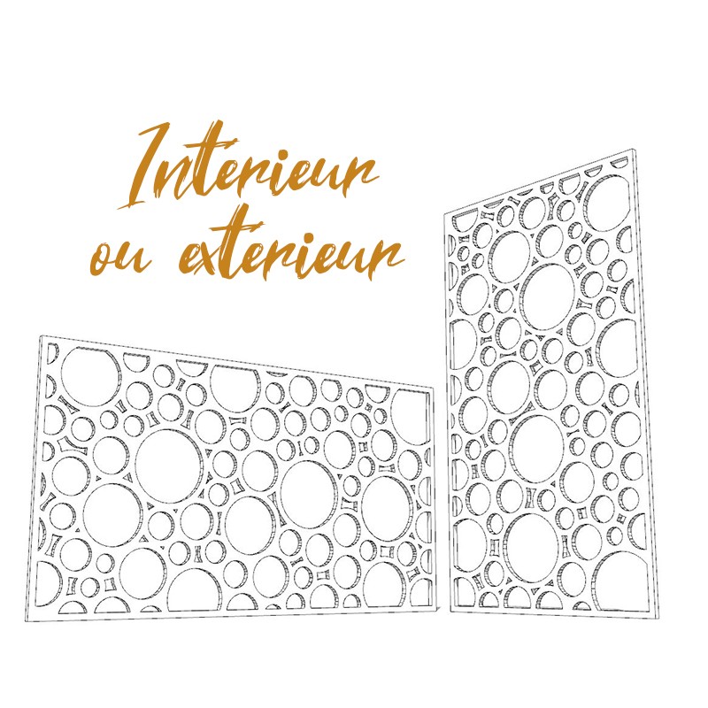 Claustra motifs bulles décoratif ajouré sur mesure pour clôture extérieur en PVC ou Dibond ou cloison intérieure en bois