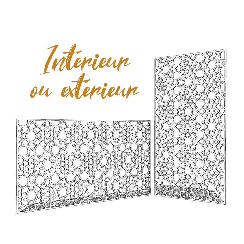 Claustra Étoiles orientales décoratif ajouré sur mesure pour clôture extérieur en PVC ou Dibond ou cloison intérieure en bois