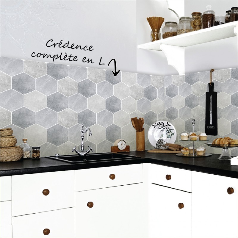 Crédence Cuisine Hexagone Béton