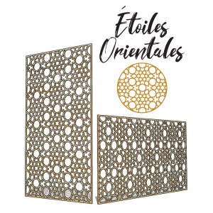 Claustra Étoiles orientales décoratif ajouré sur mesure pour clôture extérieur en PVC ou Dibond ou cloison intérieure en bois