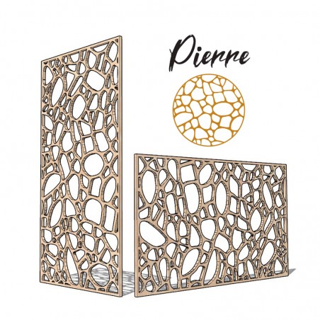 Claustra motifs pierre décoratif ajouré sur mesure pour clôture extérieur en PVC ou Dibond ou cloison intérieure en bois