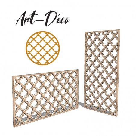 Claustra Art Déco panneau décoratif ajouré sur mesure pour clôture extérieur en PVC ou Dibond ou cloison intérieur en bois