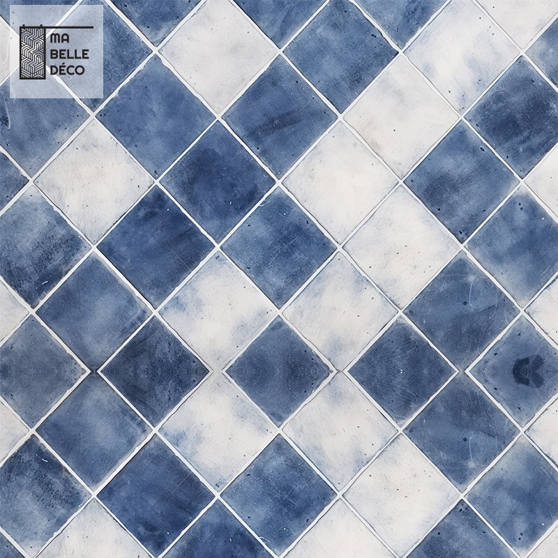 Visuel des 6 dessous de verre Carrelage losanges bleus