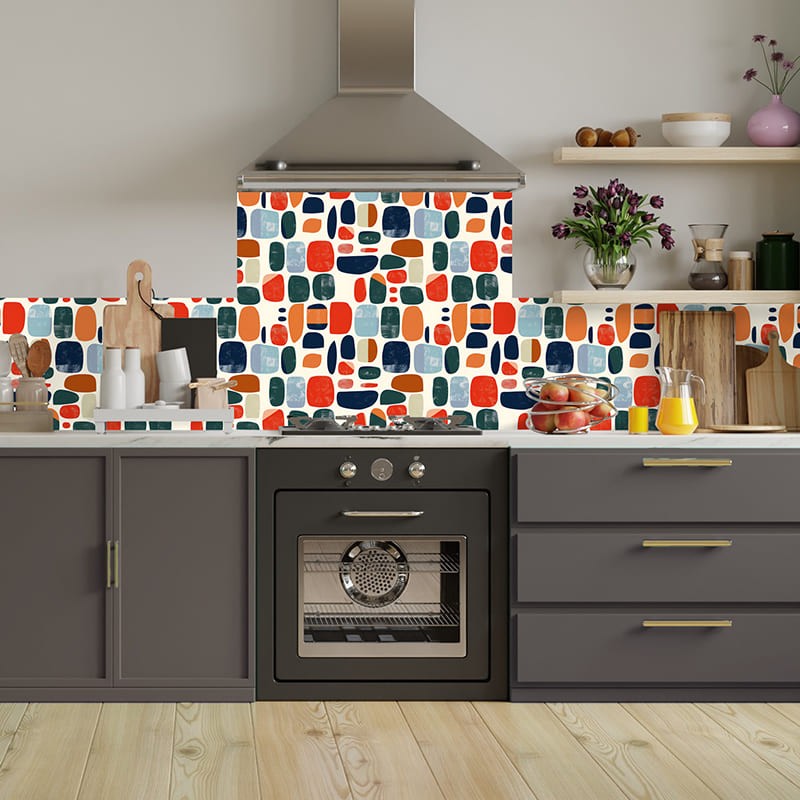 Crédence Cuisine Formes aléatoires très colorées