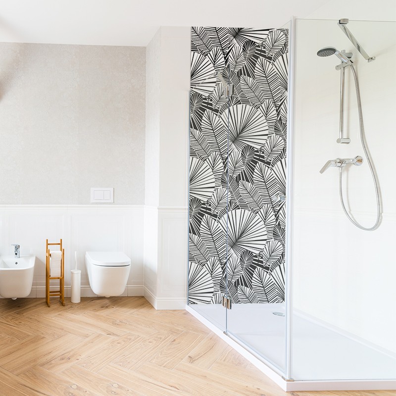 Crédence déco salle de bain panneau de douche motif Jungle graphique