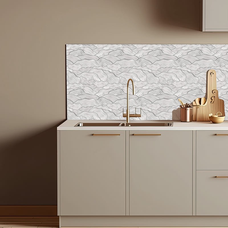 Crédence Cuisine lignes abstraites grises