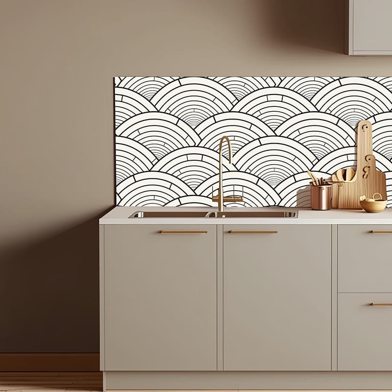 Crédence Cuisine lignes demi-cercle