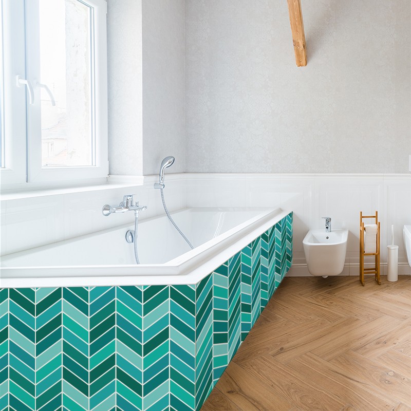 Crédence déco salle de bain tablier de baignoire motif Chevrons