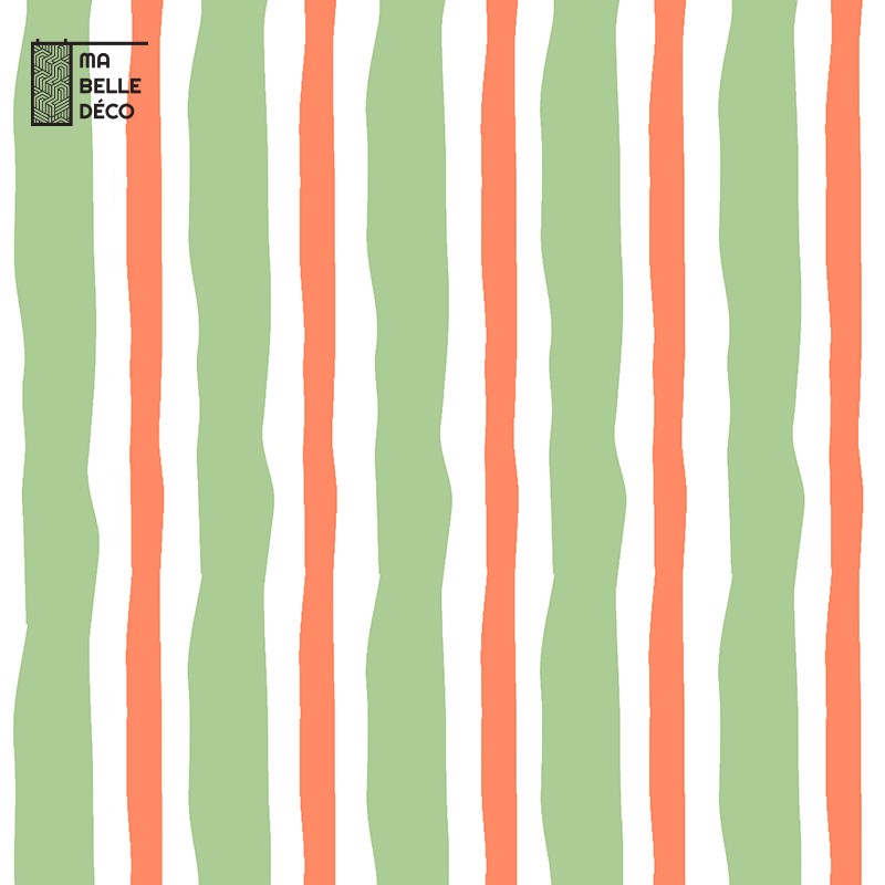 6 dessous de verre rayures vertes et corail